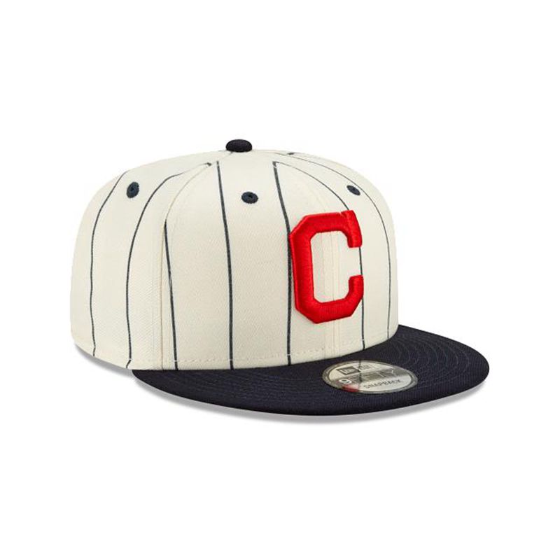 MLB Cleveland Indians Pinstripe 9Fifty Snapback (MLF9712) - White New Era Caps